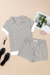 Exclusive Striped V Neck Tee And Casual Short Sets
