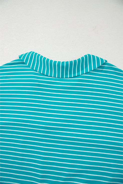Exclusive Striped V Neck Tee And Casual Short Sets