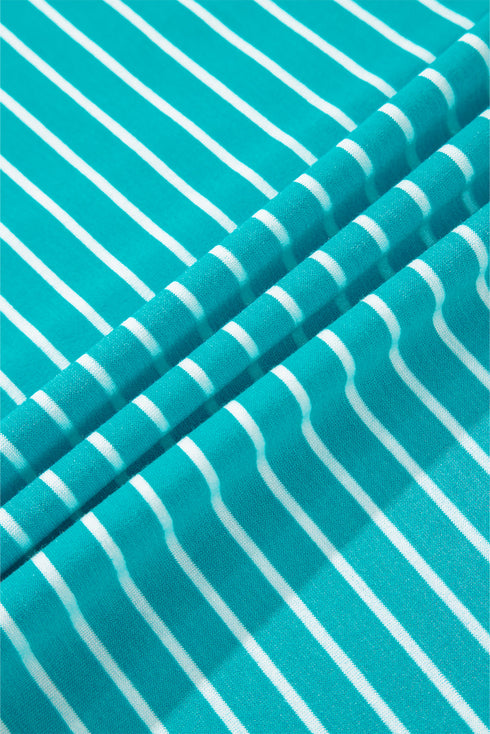 Exclusive Striped V Neck Tee And Casual Short Sets