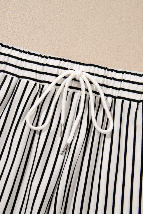 Exclusive Striped V Neck Tee And Casual Short Sets