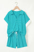 Exclusive Striped V Neck Tee And Casual Short Sets