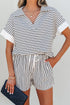 Exclusive Striped V Neck Tee And Casual Short Sets