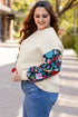 Exclusive Textured Floral Patchwork Pullover Long Sleeve Top