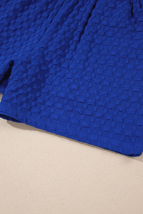 Exclusive Textured Jacquard Button Tee And Short Set