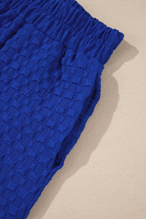 Exclusive Textured Jacquard Button Tee And Short Set