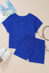 Exclusive Textured Jacquard Button Tee And Short Set