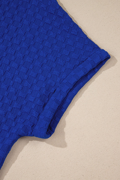 Exclusive Textured Jacquard Button Tee And Short Set