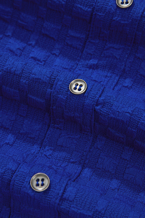 Exclusive Textured Jacquard Button Tee And Short Set