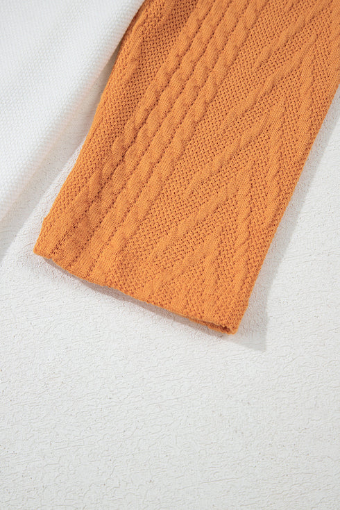 Exclusive Textured Patchwork Paneled Pocket Top