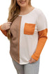 Exclusive Textured Patchwork Paneled Pocket Top