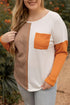 Exclusive Textured Patchwork Paneled Pocket Top