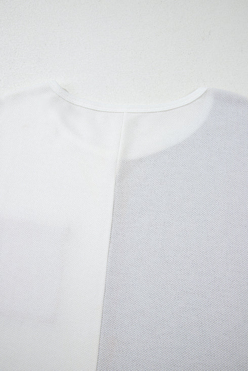 Exclusive Textured Patchwork Paneled Pocket Top