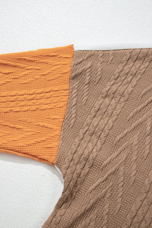 Exclusive Textured Patchwork Paneled Pocket Top