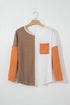Exclusive Textured Patchwork Paneled Pocket Top