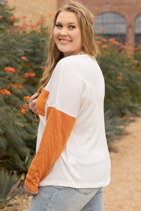Exclusive Textured Patchwork Paneled Pocket Top
