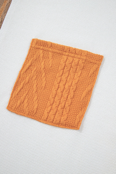 Exclusive Textured Patchwork Paneled Pocket Top