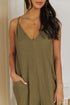 Exclusive Textured Ribbed Sleeveless V Neck Pocketed Jumpsuit