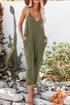 Exclusive Textured Ribbed Sleeveless V Neck Pocketed Jumpsuit