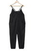 Exclusive Textured Ribbed Sleeveless V Neck Pocketed Jumpsuit