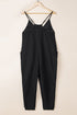 Exclusive Textured Ribbed Sleeveless V Neck Pocketed Jumpsuit