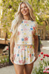 Exclusive Vintage Floral Print Crop Top Wide Leg Short Set
