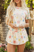 Exclusive Vintage Floral Print Crop Top Wide Leg Short Set