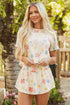 Exclusive Vintage Floral Print Crop Top Wide Leg Short Set