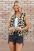 Exclusive Western Leopard Print Fleece Sherpa Vest