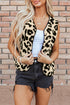 Exclusive Western Leopard Print Fleece Sherpa Vest