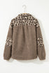 Exclusive Western Leopard Print Sherpa Patchwork Button Up Jacket