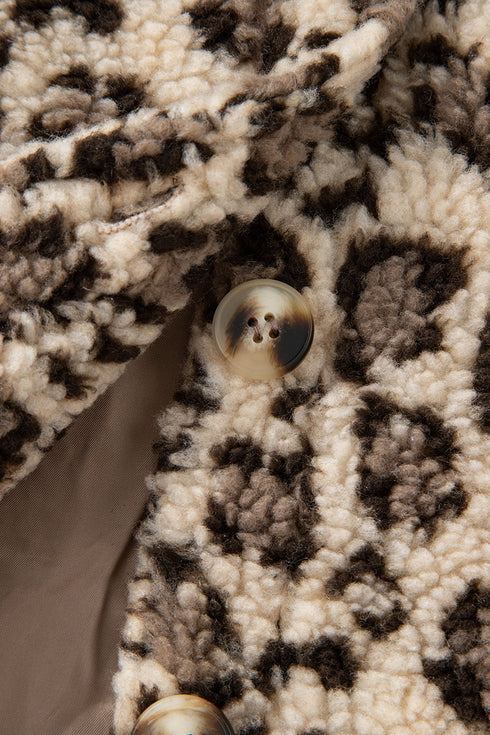 Exclusive Western Leopard Print Sherpa Patchwork Button Up Jacket