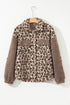 Exclusive Western Leopard Print Sherpa Patchwork Button Up Jacket