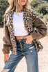Exclusive Western Leopard Print Sherpa Patchwork Button Up Jacket