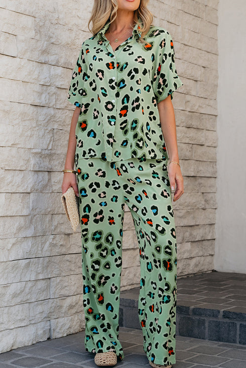 Exclusive Western Leopard Print Wide Leg Pant Sets