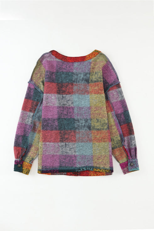 Exclusive Western Plaid Brushed Checked Buttoned Jacket