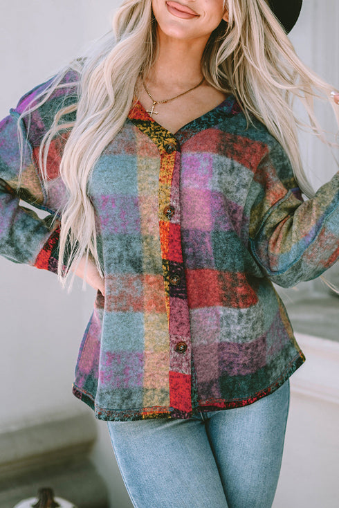Exclusive Western Plaid Brushed Checked Buttoned Jacket