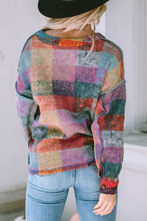Exclusive Western Plaid Brushed Checked Buttoned Jacket