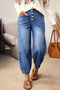Exposed Four Button Fly Loose Fit Tapered Jeans