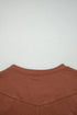 Exposed Raw Seam Detail Long Sleeve Cotton Blend Top