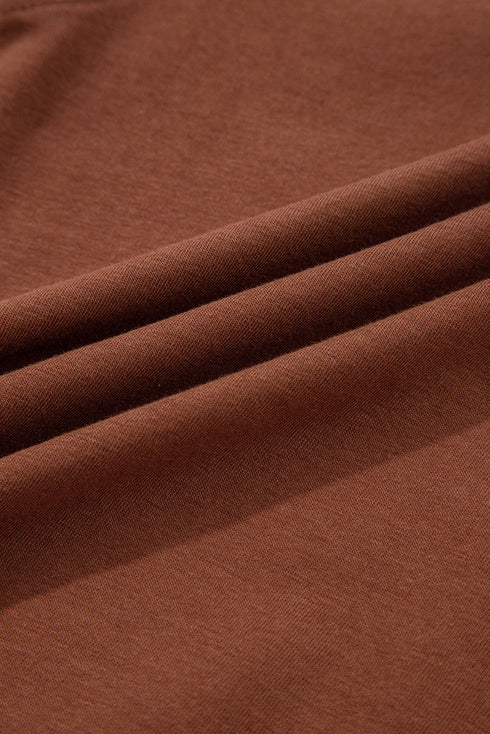 Exposed Raw Seam Detail Long Sleeve Cotton Blend Top