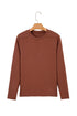 Exposed Raw Seam Detail Long Sleeve Cotton Blend Top