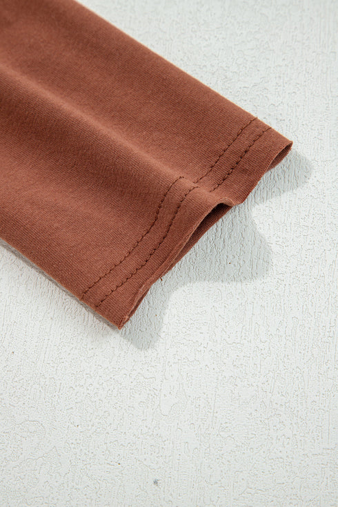 Exposed Raw Seam Detail Long Sleeve Cotton Blend Top