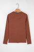 Exposed Raw Seam Detail Long Sleeve Cotton Blend Top