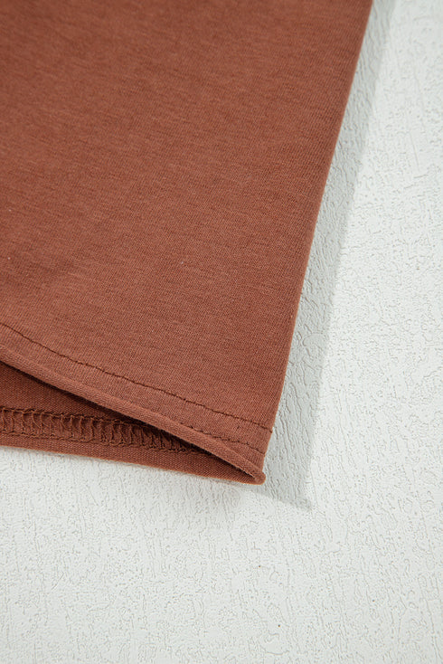 Exposed Raw Seam Detail Long Sleeve Cotton Blend Top