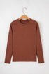 Exposed Raw Seam Detail Long Sleeve Cotton Blend Top