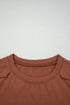 Exposed Raw Seam Detail Long Sleeve Cotton Blend Top