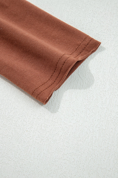 Exposed Raw Seam Detail Long Sleeve Cotton Blend Top