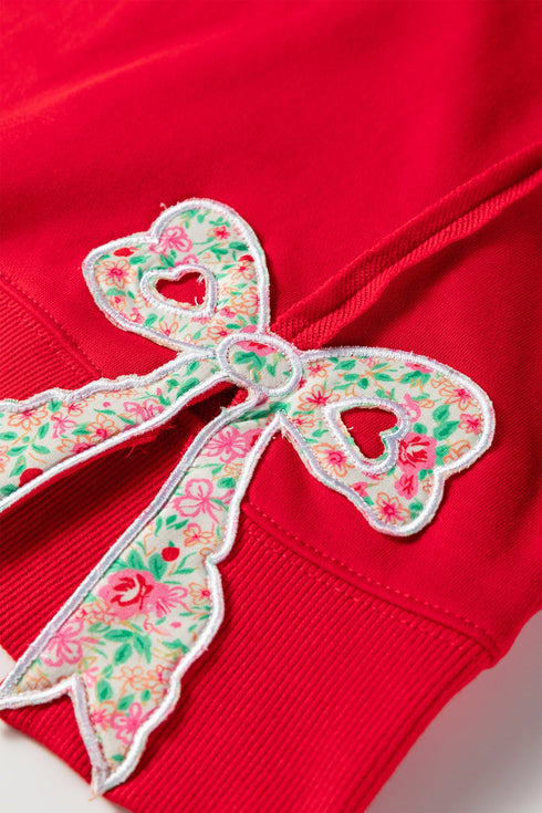 Exposed Seam Bow Patch Crew Neck Sweatshirt