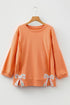 Exposed Seam Bow Patch Crew Neck Sweatshirt