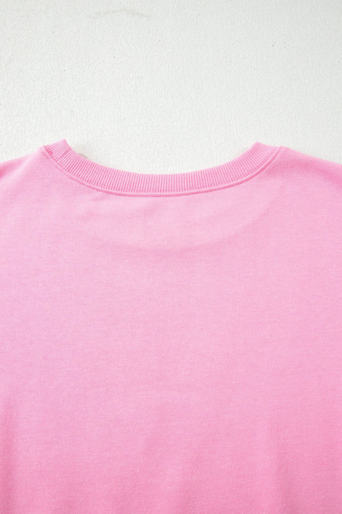 Exposed Seam Bow Patch Crew Neck Sweatshirt